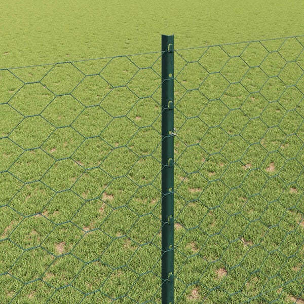 vidaXL Fence with Post Green 4.92 x 164.04 ft Steel and PVC