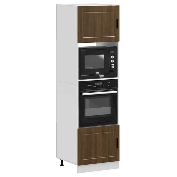 vidaXL Oven Cabinet Set of 2 Brown Oak Engineered Wood Tall, Slim
