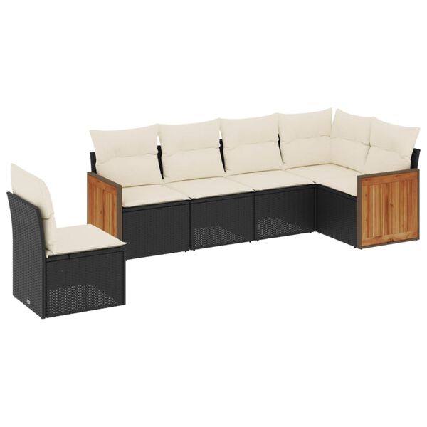 vidaXL Garden Sofa Set Black, Cream White