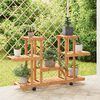 vidaXL Flower Stand With Wheels Natural Wood Solid Fir Wood Standard