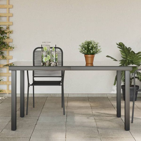vidaXL Garden Dining Table Black Aluminum Medium Durable