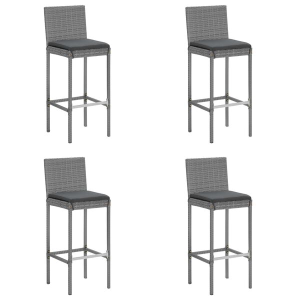 vidaXL Garden Bar Set Grey PE rattan, powder-coated steel, tempered glass
