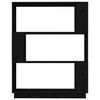 vidaXL Book Cabinet Black Solid pine wood Medium Book Cabinet