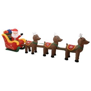 vidaXL Santa Reindeer Sleigh Multicolor Fabric Large
