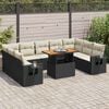 vidaXL Garden Sofa Set Black and Cream White PE rattan Large Modular