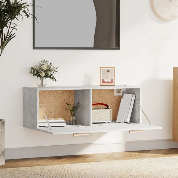 vidaXL Floating Cabinet Concrete grey Engineered wood 39.4 inches wide