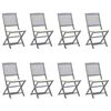 vidaXL Outdoor Chair Set of 8 Grey Solid acacia wood Medium