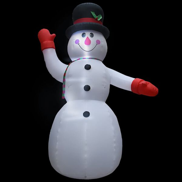 vidaXL Inflatable Snowman White, Black, Red, Orange Polyester Giant