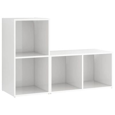 vidaXL TV Cabinets 2 pcs High Gloss White 28.3"x13.8"x14.4" Engineered Wood