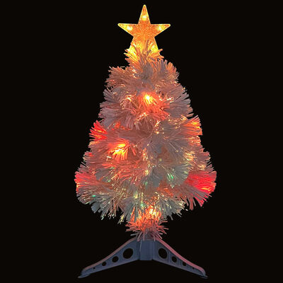 vidaXL Artificial Pre-lit Christmas Tree White 2 ft Fiber Optic