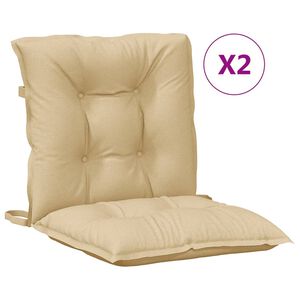 vidaXL Lowback Chair Cushion Set of 2 Melange Beige 100% Polyester