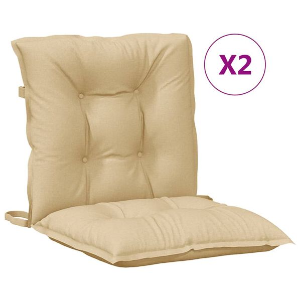 vidaXL Lowback Chair Cushion Set of 2 Melange Beige 100% Polyester