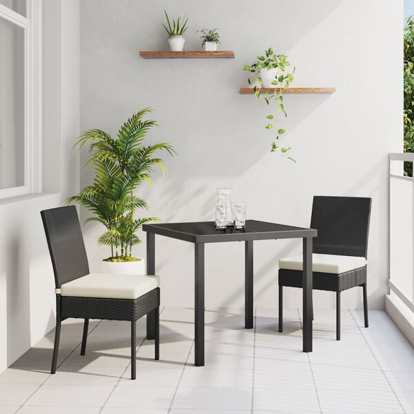 vidaXL Garden Dining Set 5 pcs Black Poly rattan