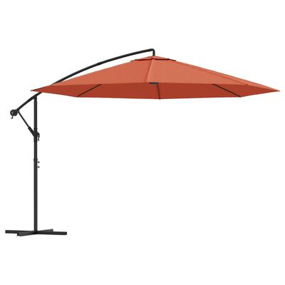 vidaXL Cantilever Umbrella with Aluminum Pole 137.8" Terracotta