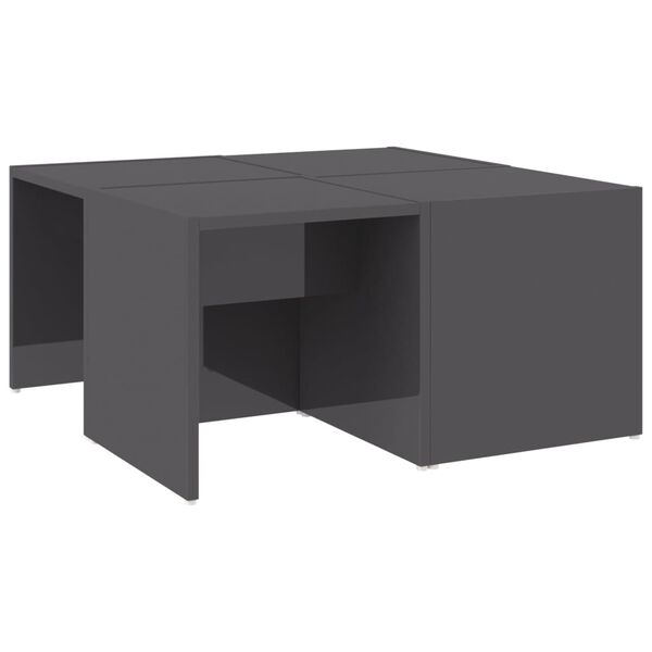 vidaXL Coffee Table Set of 4 High gloss grey Engineered wood Medium