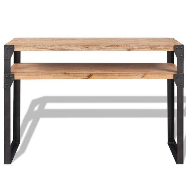 vidaXL Console Table Brown and Black 100% Solid Acacia Wood and Steel