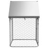 vidaXL Dog Kennel Silver Galvanized Steel Large Durable Dog Kennel