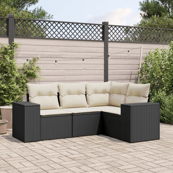 vidaXL Garden Sofa Set Black, Cream White