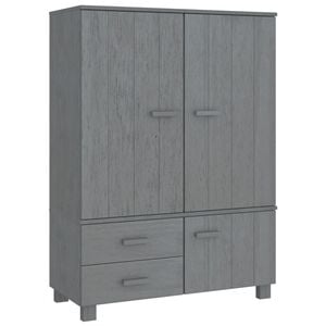 vidaXL Wardrobe Dark Gray Solid pinewood, MDF Medium Wardrobe
