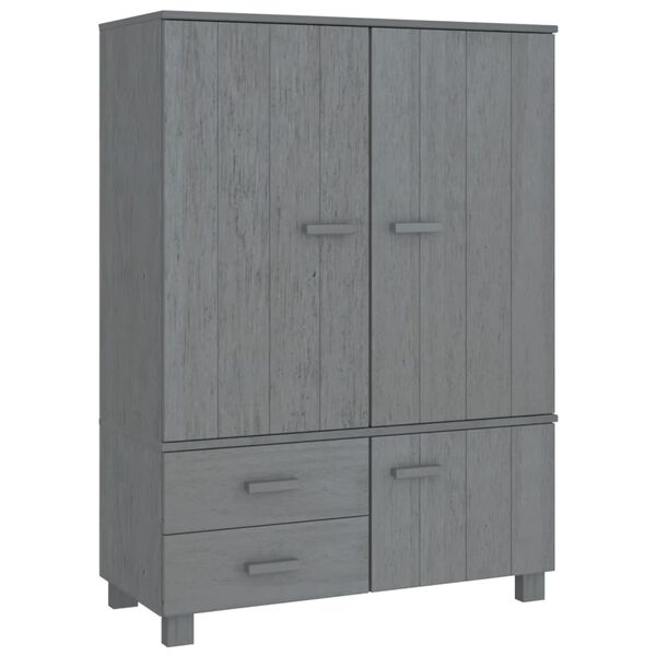 vidaXL Wardrobe Dark Gray Solid pinewood, MDF Medium Wardrobe