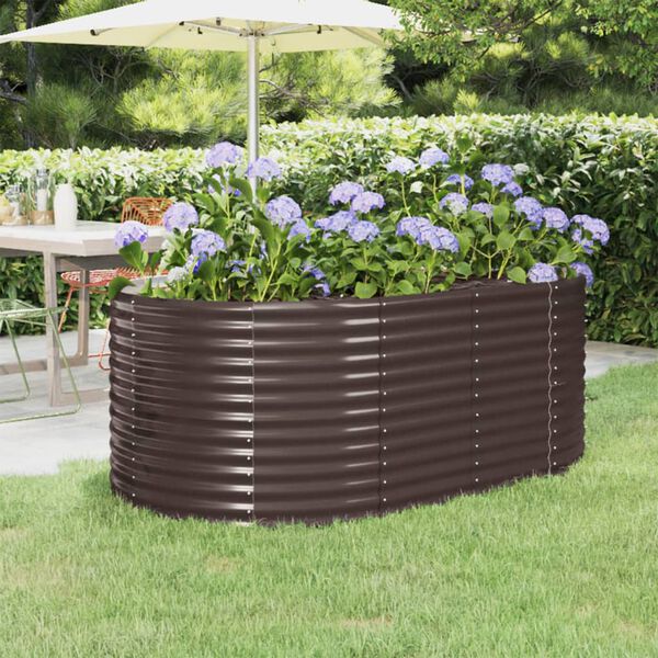 vidaXL Garden Raised Bed Brown Powder-Coated Steel Large Tough
