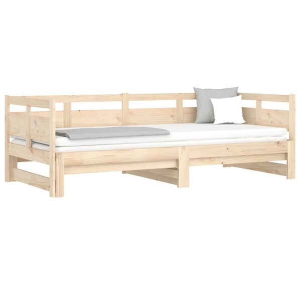 vidaXL Pull-out Day Bed Pine wood color Solid pine wood Double