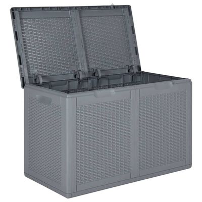 vidaXL Patio Storage Box Gray PP Rattan 47.6 gal