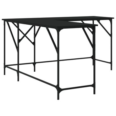 vidaXL Desk Black 58.7"x58.7"x29.5" Engineered Wood