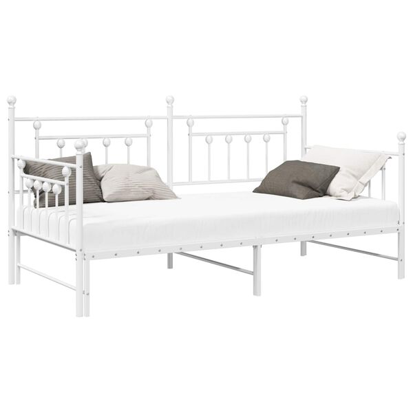 vidaXL Daybed Frame with Headboard White 35.4&quot; x 74.8&quot; Steel
