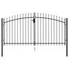 vidaXL Fence Gate Double Door with Spike Top Steel 117.9x78.5" Black