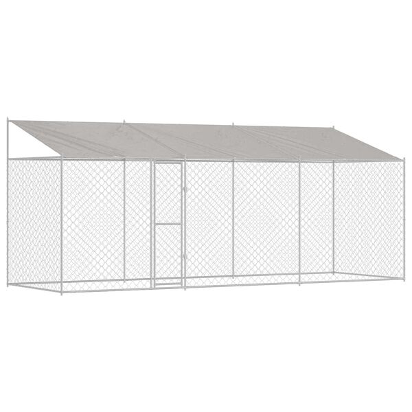vidaXL Dog Cage with Roof Silver 236.22 x 78.74 x 100.79 in