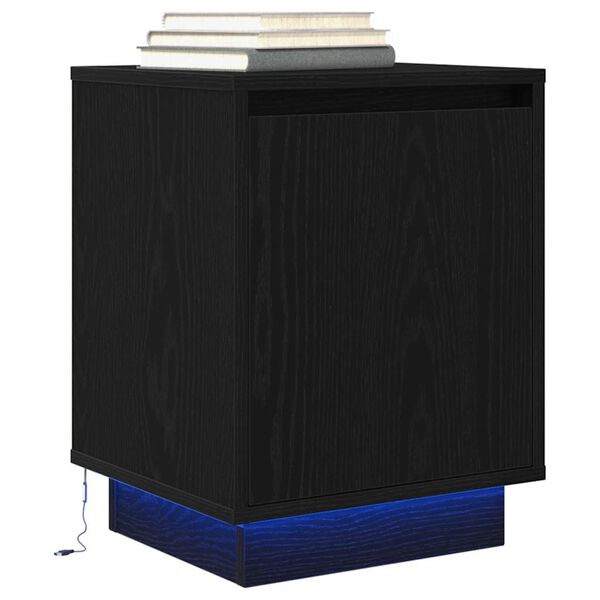 vidaXL Bedside Cabinet Black Engineered wood Bedside Cabinet Rectangular