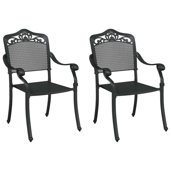 vidaXL Garden Chair 2 pcs Black 55 x 56.5 x 91cm Aluminium