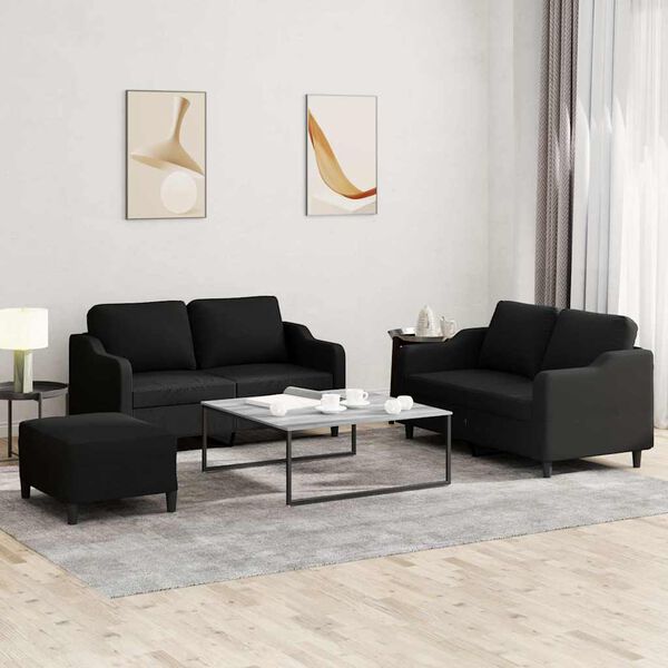 vidaXL Sofa Set Black Fabric (100% polyester), metal, textilene, plywood