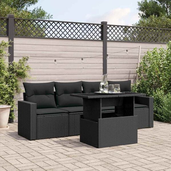 vidaXL Garden Sofa Set Black
