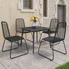 vidaXL Dining Set Black PVC Rattan, Powder-Coated Steel, Glass