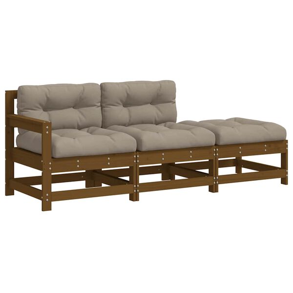 vidaXL Garden Lounge Set Honey brown Pine wood, Oxford fabric, Plywood
