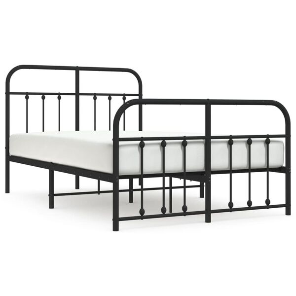 vidaXL Bed Frame Black Powder-Coated Steel Double Bed Frame