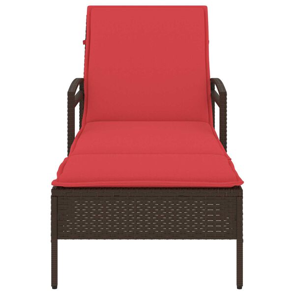 vidaXL Sun lounger Reclining Brown 63 x 200 x 81cm poly rattan