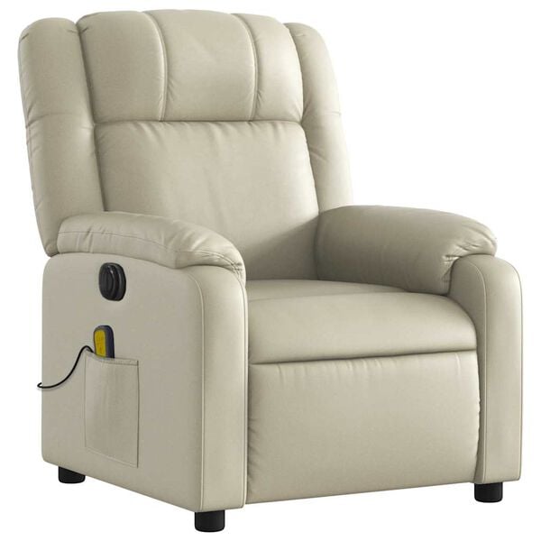 vidaXL Electric Massage Recliner Chair Cream Faux leather, metal, plywood