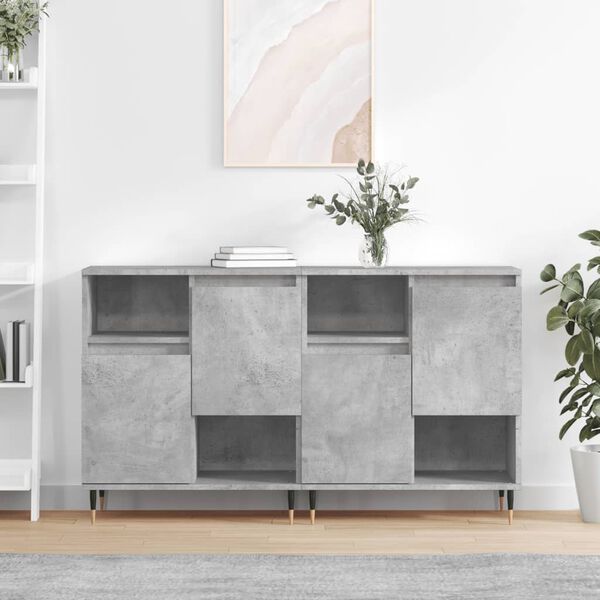 vidaXL Sideboard Set of 2 Concrete grey Engineered wood, metal