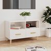vidaXL TV Cabinet High gloss white Engineered wood, solid eucalyptus wood