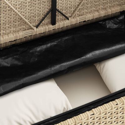 vidaXL Patio Bench with Cushions Beige Poly Rattan
