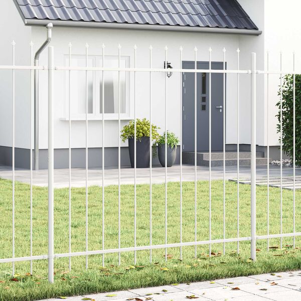 vidaXL Garden Fence White 5.58 x 4.92 ft Powder-coated Steel