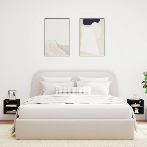 vidaXL TV Wall Cabinet Set of 2 Black Engineered wood, Glass Medium