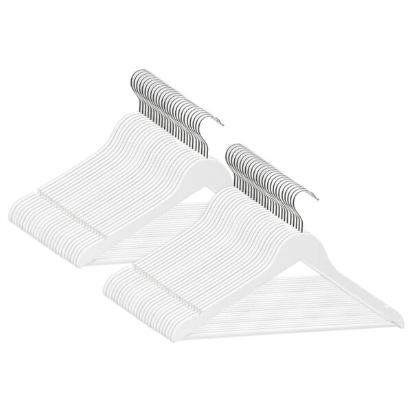 vidaXL Hanger Set of 50 White Hardwood, Metal Standard Non-slip