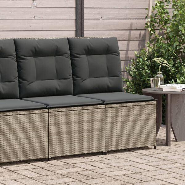 vidaXL Reclining Garden Sofa Grey PE rattan Compact Removable Covers