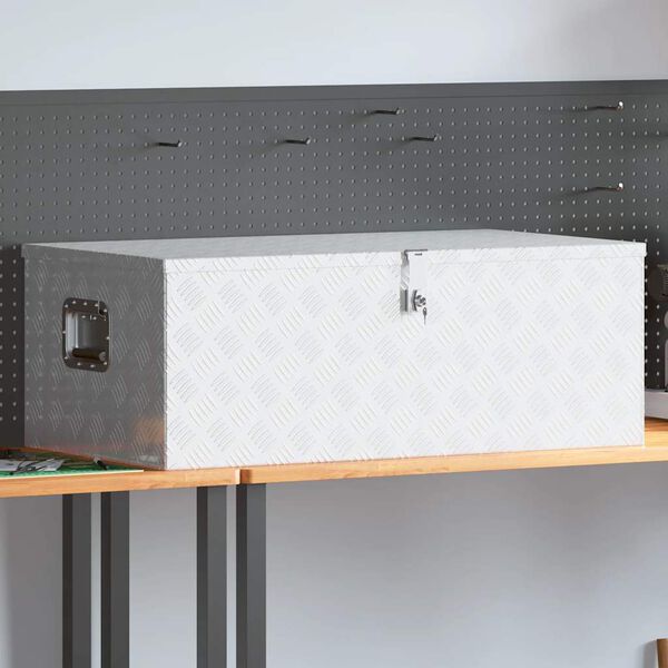 vidaXL Storage Box Silver 39.4"x21.7"x14.6" Aluminum