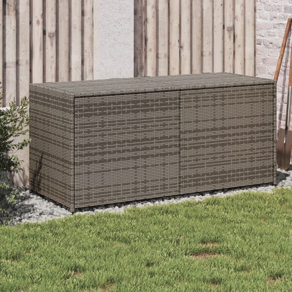 vidaXL Garden Storage Box Grey PE rattan and powder-coated steel Medium