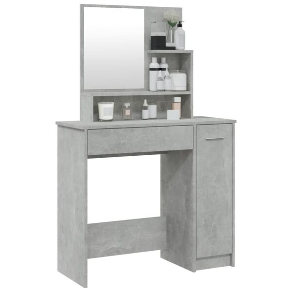 vidaXL Dressing Table Concrete Grey Engineered Wood 34.1 x 13.8 x 53.5 in